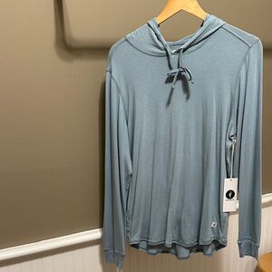 Light Blue Men's Hooded Long-Sleeve Shirt